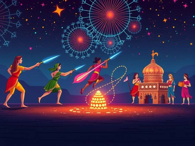 Durga Puja Shooting Stars Multiplayer Concept